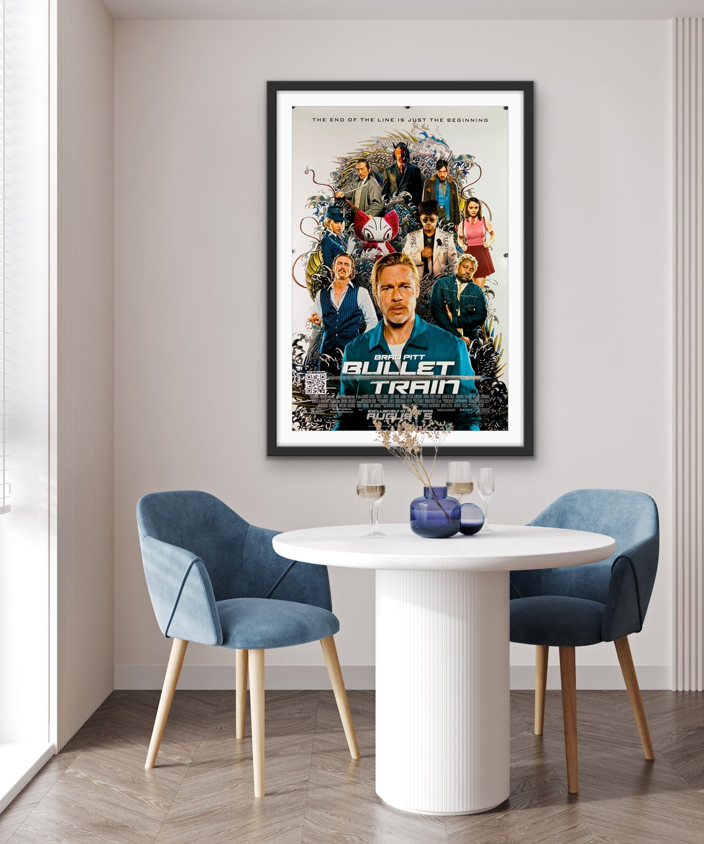 An original movie poster for the Brad Pitt film Bullet Train