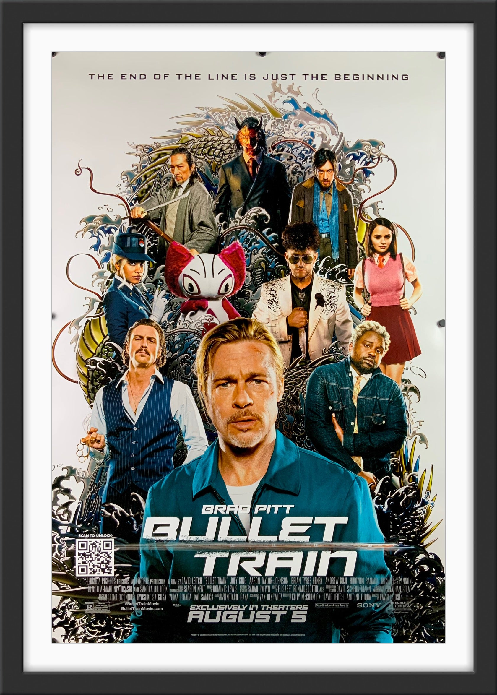 An original movie poster for the Brad Pitt film Bullet Train