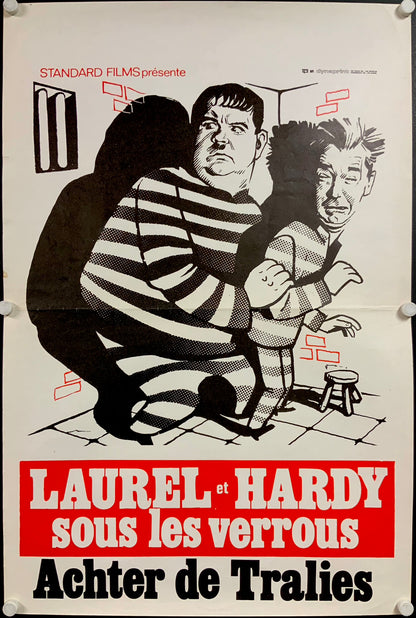 An original Belgian poster for the Laurel and Hardy film Pardon Us