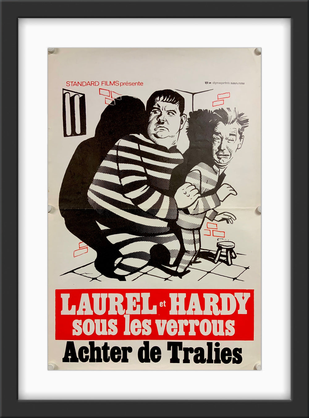 An original Belgian poster for the Laurel and Hardy film Pardon Us