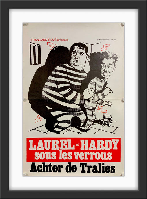 An original Belgian poster for the Laurel and Hardy film Pardon Us