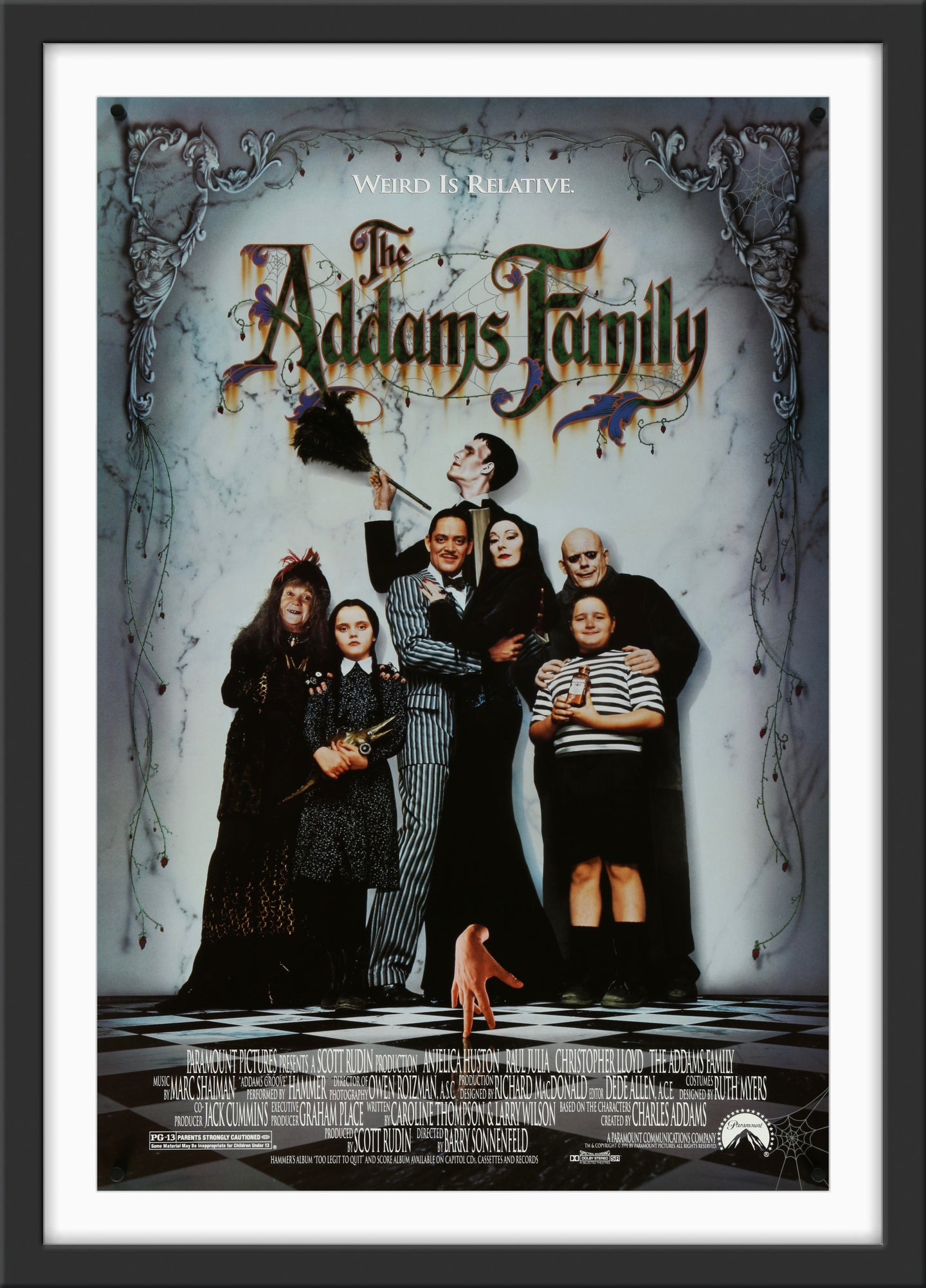 An original movie poster for the film The Addams Family