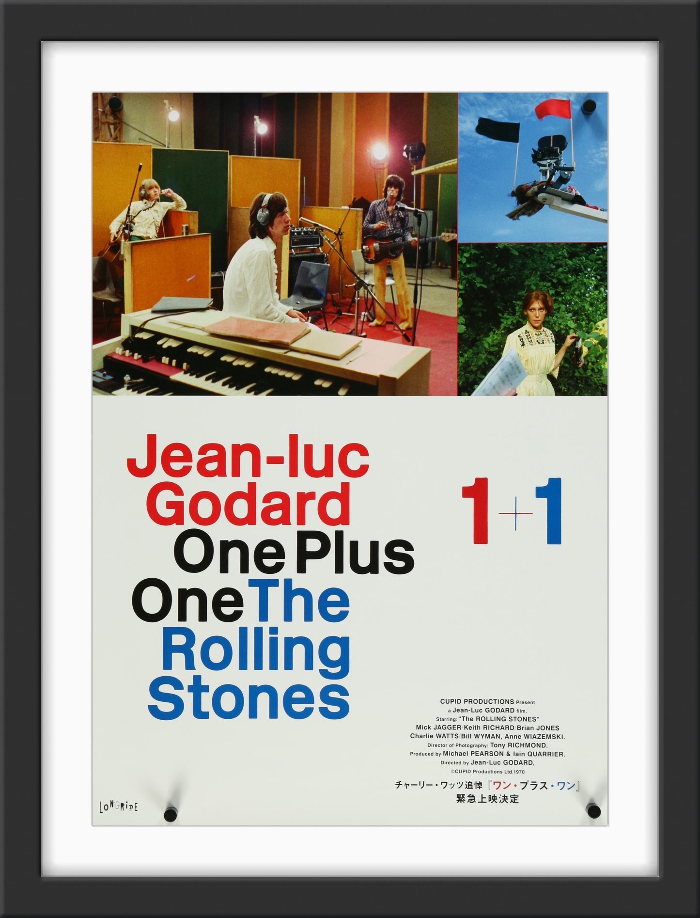 An original Japanese movie poster for the Rolling Stones film Sympathy For The Devil / One Plus One