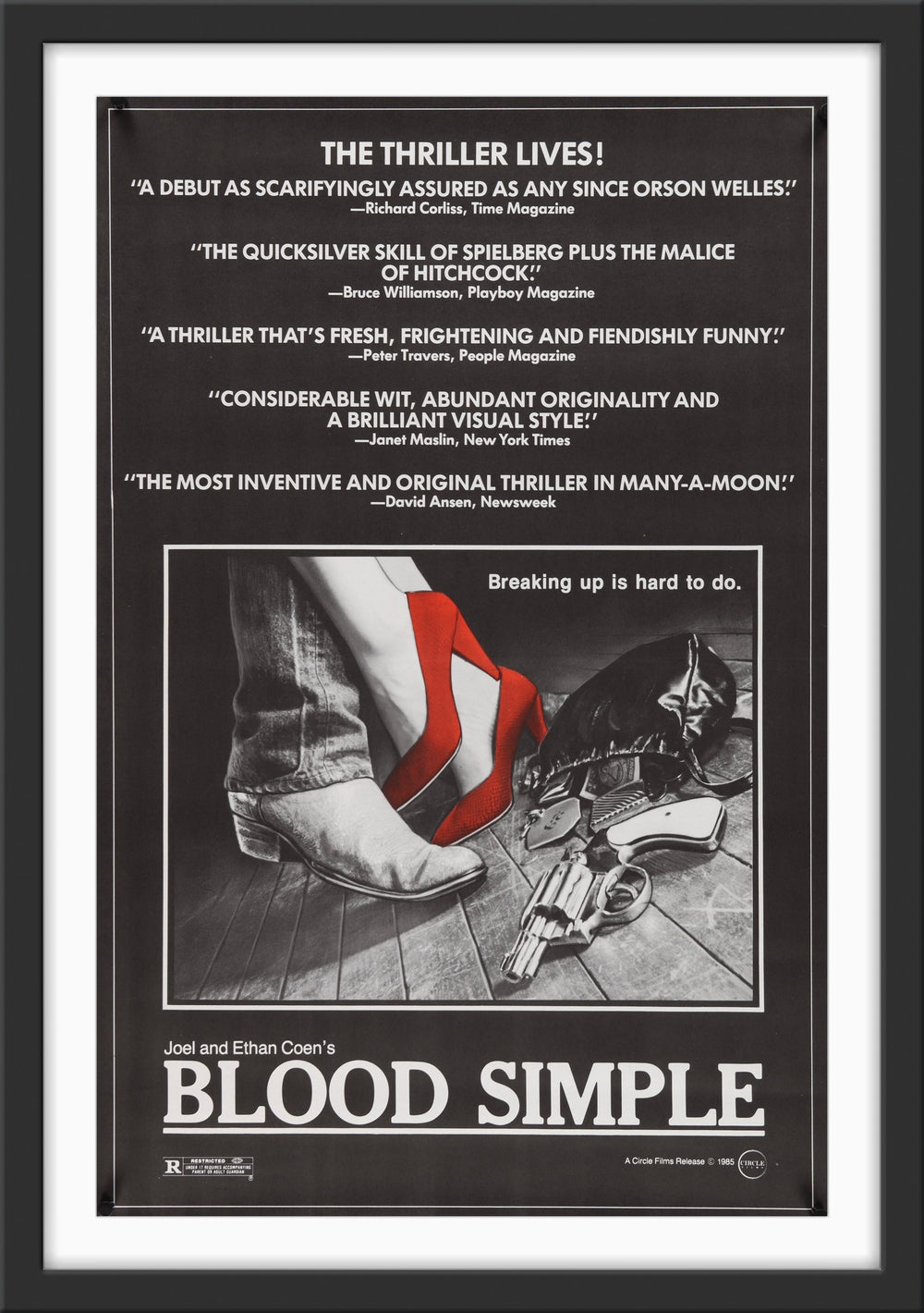 An original movie poster for the Coen Brothers' film Blood Simple