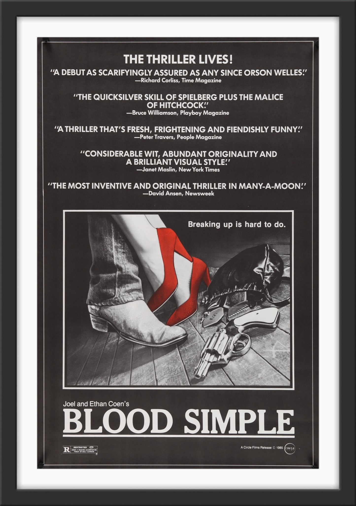 An original movie poster for the Coen Brothers' film Blood Simple