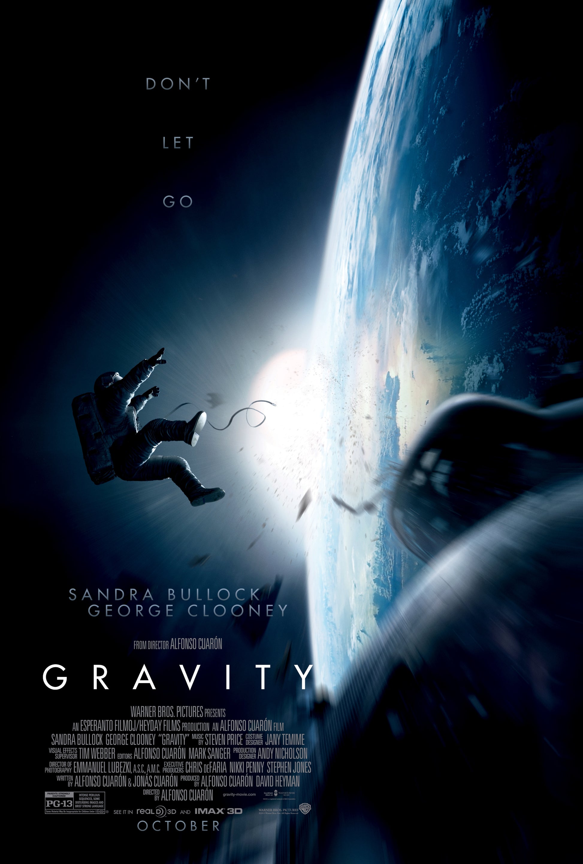 An original movie poster for the Sandra Bullock film Gravity