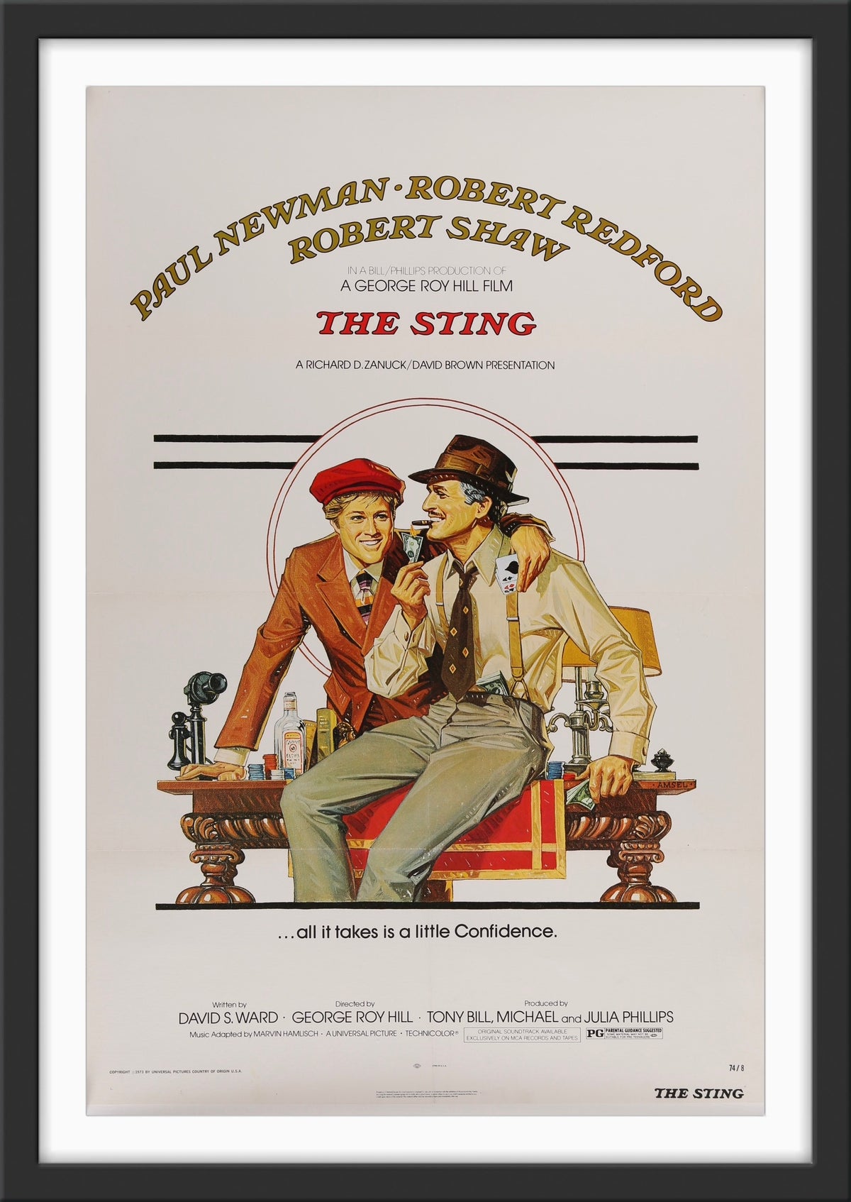 An original movie poster with art by Richard Amsel for the film The Sting