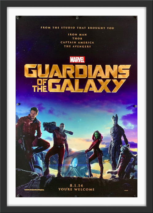 An original movie poster for the Marvel film Guardians of the Galaxy.