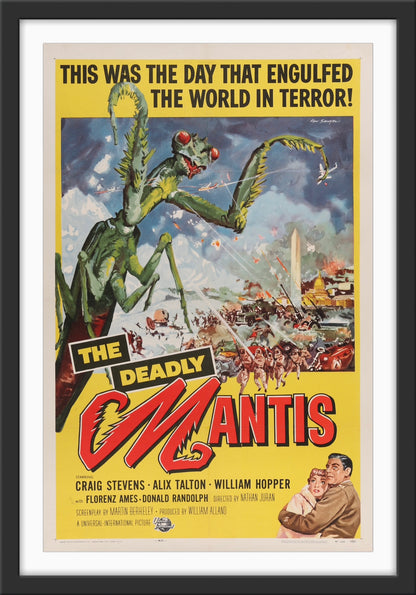 An original movie poser for the 1950s sci-fi The Deadly Mantis