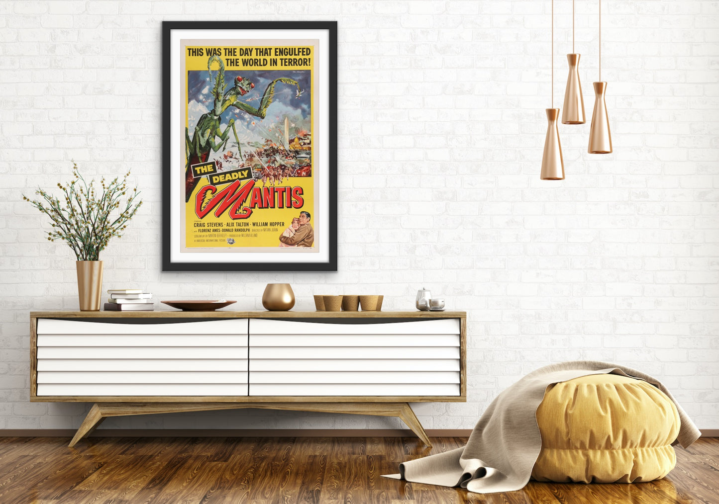 An original movie poser for the 1950s sci-fi The Deadly Mantis