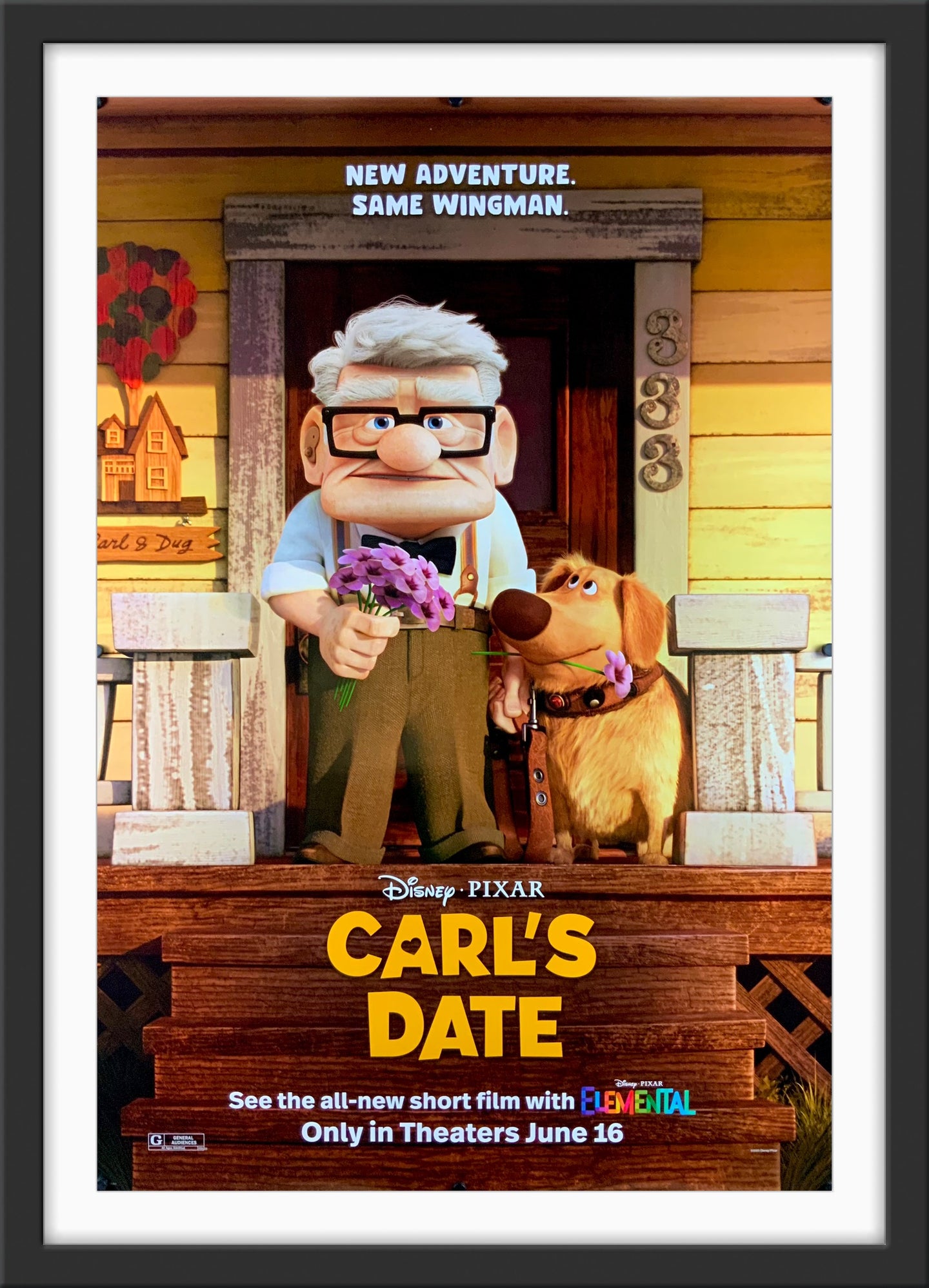 An original movie poster for the Disney and Pixar short film Carl's Date, based on the character created for the film UP