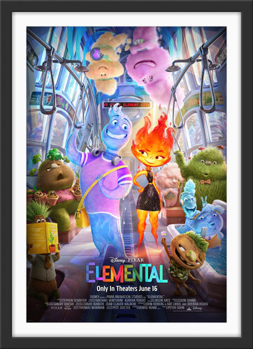 An original movie poster for the Disney Pixar film Elemental