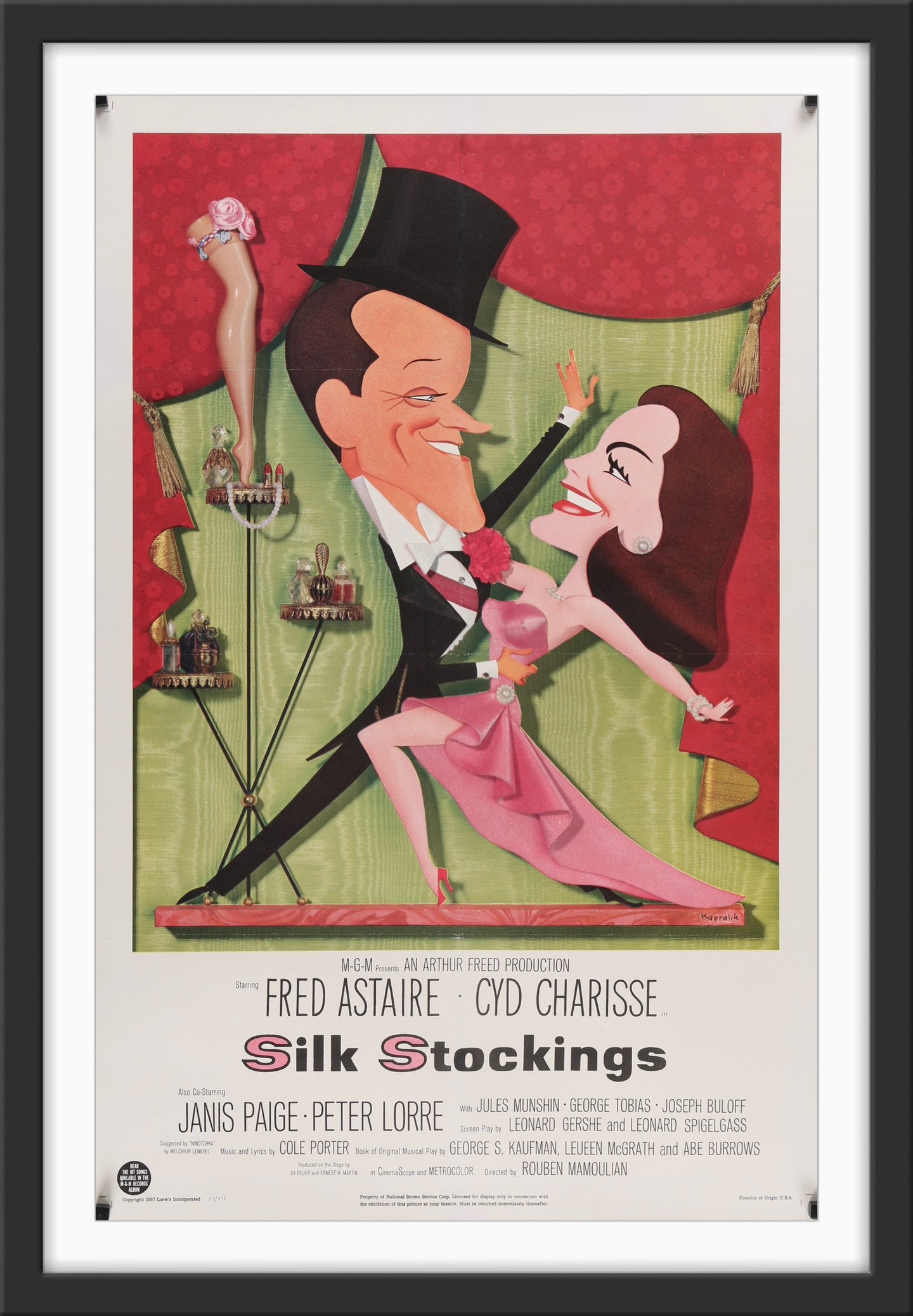 An original movie poster for the Fred Astaire film Silk Stockings