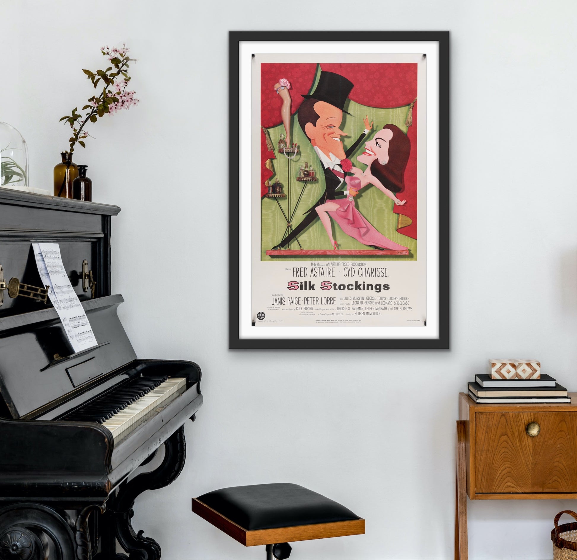 An original movie poster for the Fred Astaire film Silk Stockings