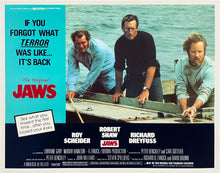 Load image into Gallery viewer, An original 11x14 lobby card for the Steven Spielberg film Jaws