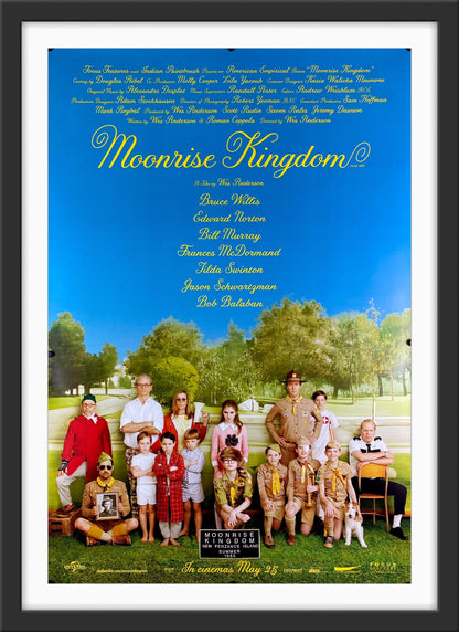An original movie poster for the Wes Anderson film Moonrise Kingdom