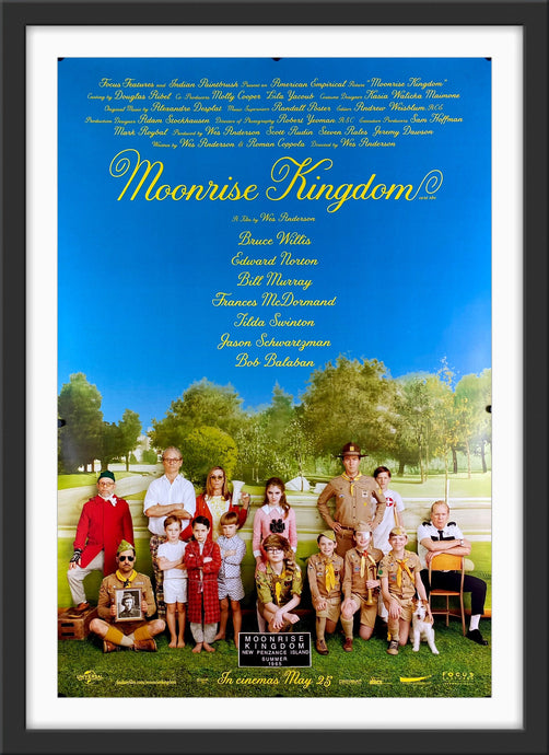 An original movie poster for the Wes Anderson film Moonrise Kingdom