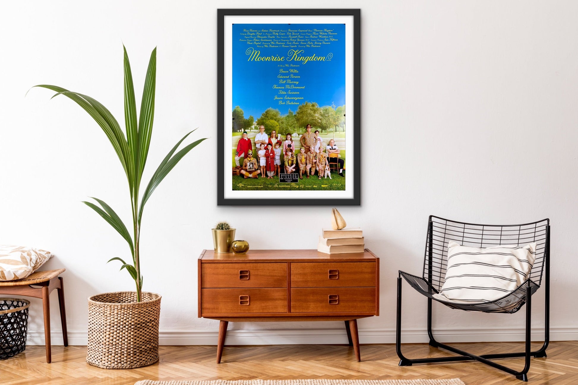 An original movie poster for the Wes Anderson film Moonrise Kingdom