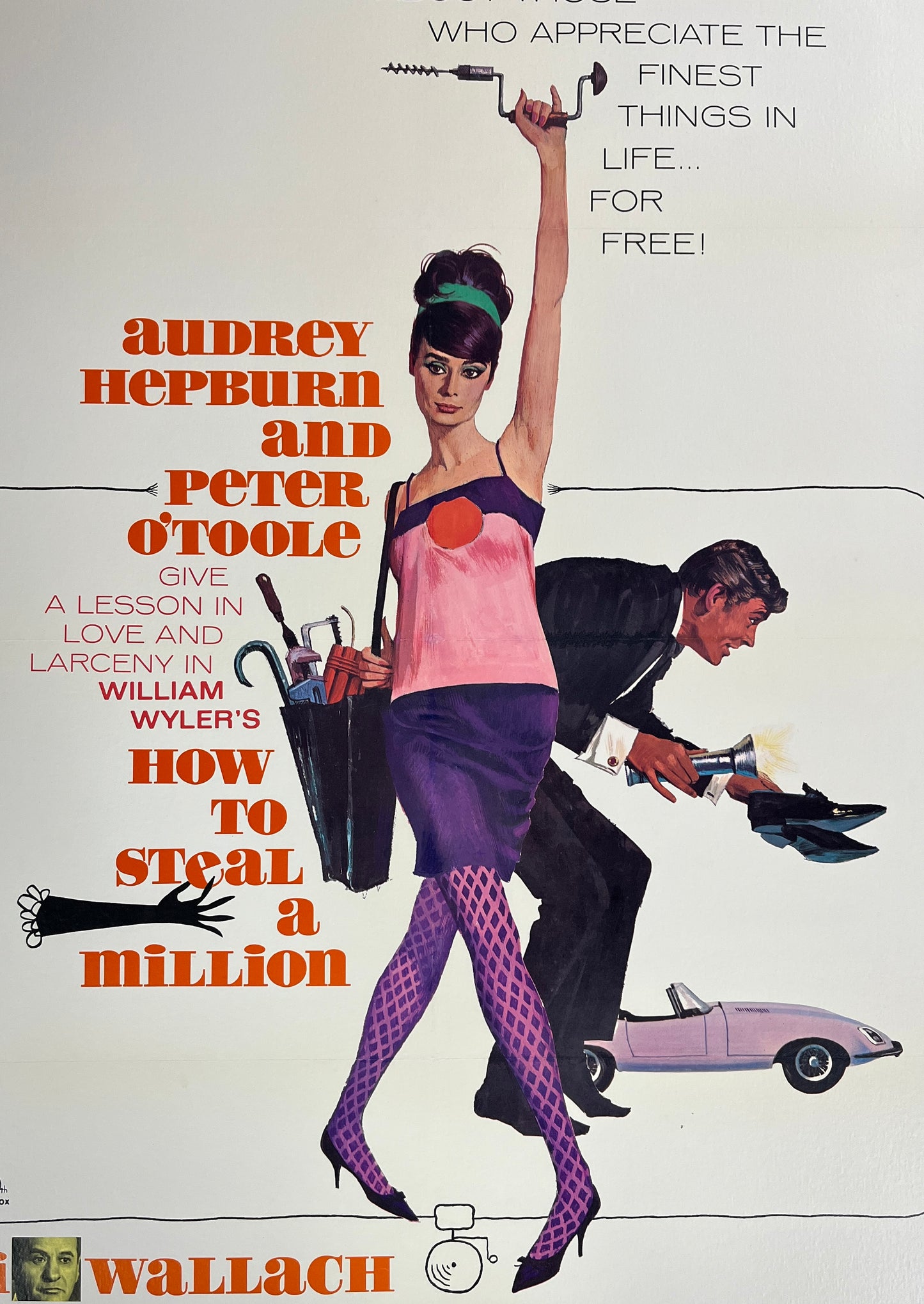 An original movie poster for the Audrey Hepburn film How To Steal A Million