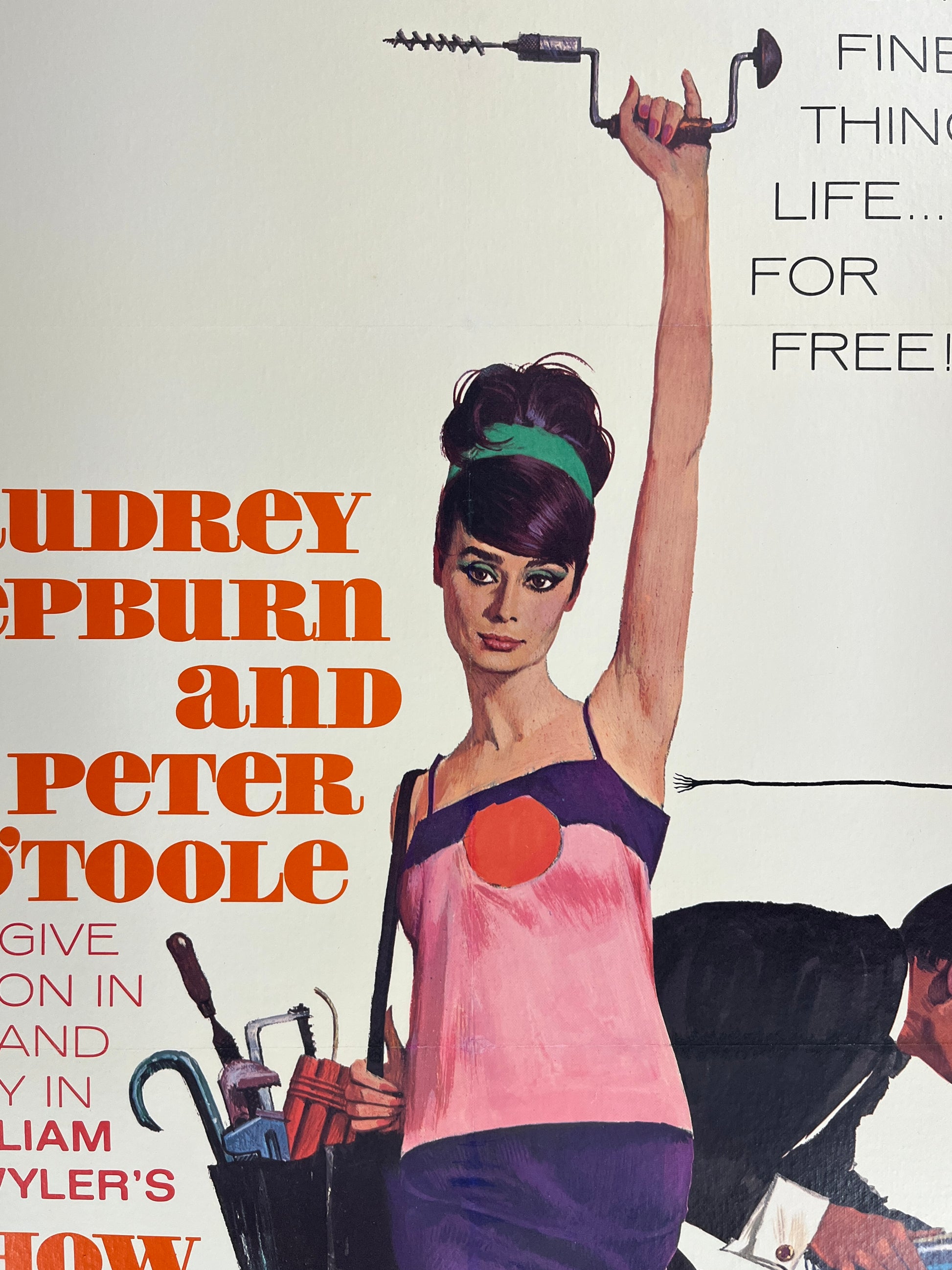 An original movie poster for the Audrey Hepburn film How To Steal A Million