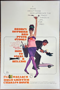 An original movie poster for the Audrey Hepburn film How To Steal A Million