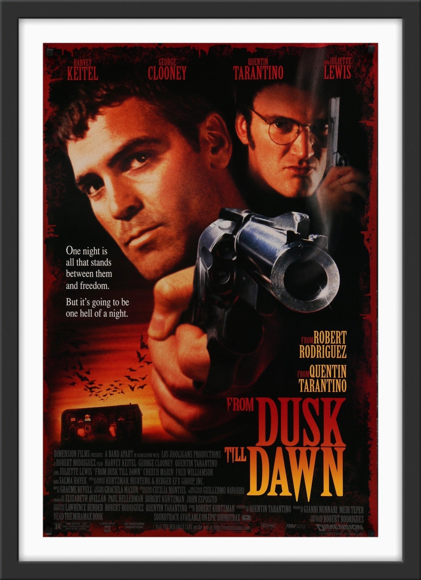 An original movie poster for the film From Dusk Till Dawn