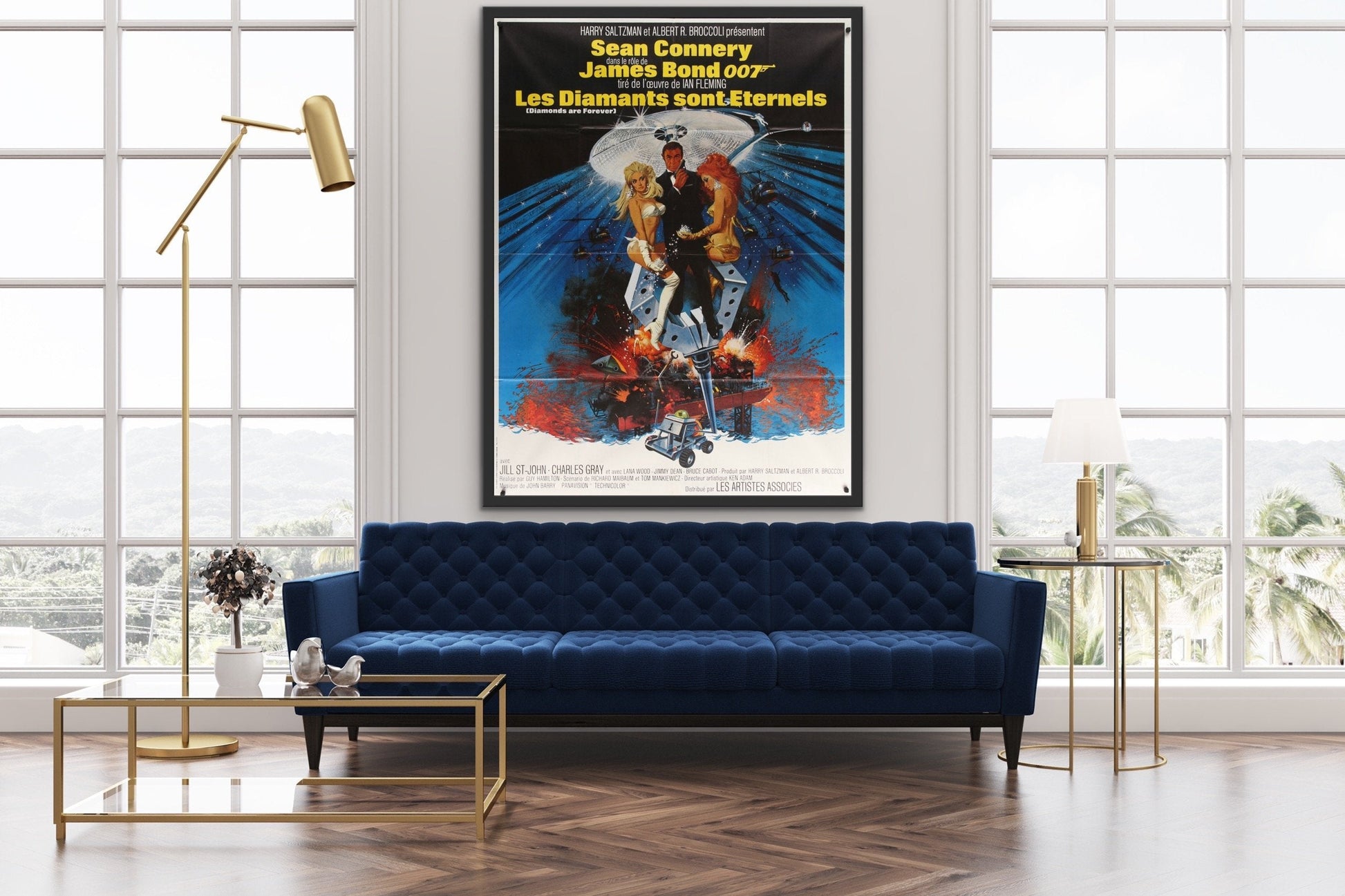 An original French grande movie poster for the James Bond film Diamonds are Forever