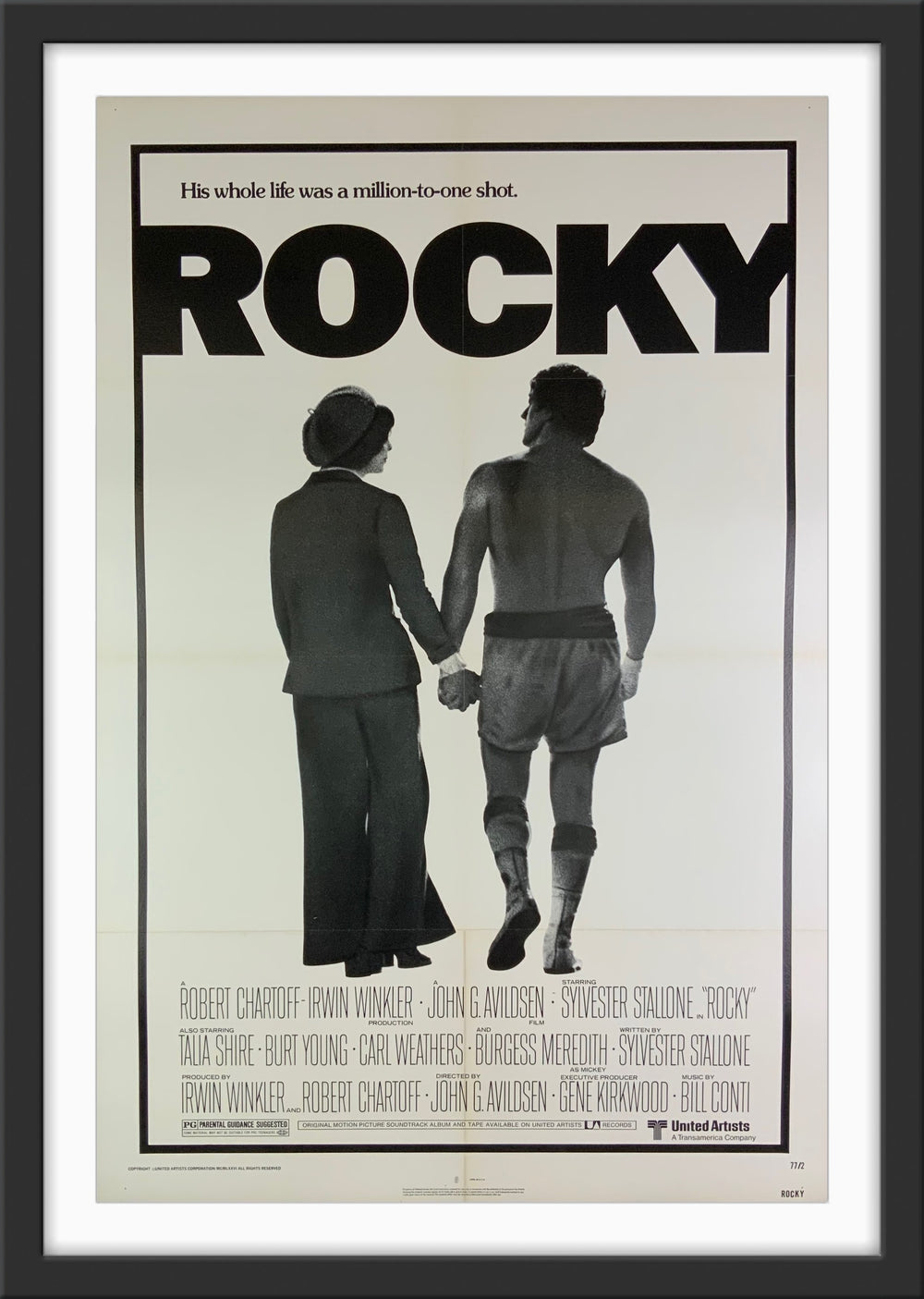 An original one sheet movie poster for the film Rocky