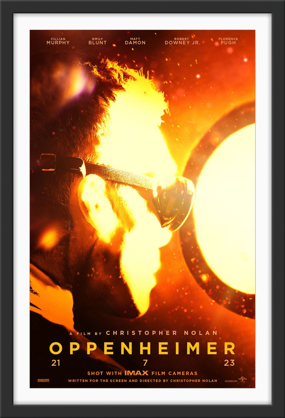 An original movie poster for the Christopher Nolan film Oppenheimer