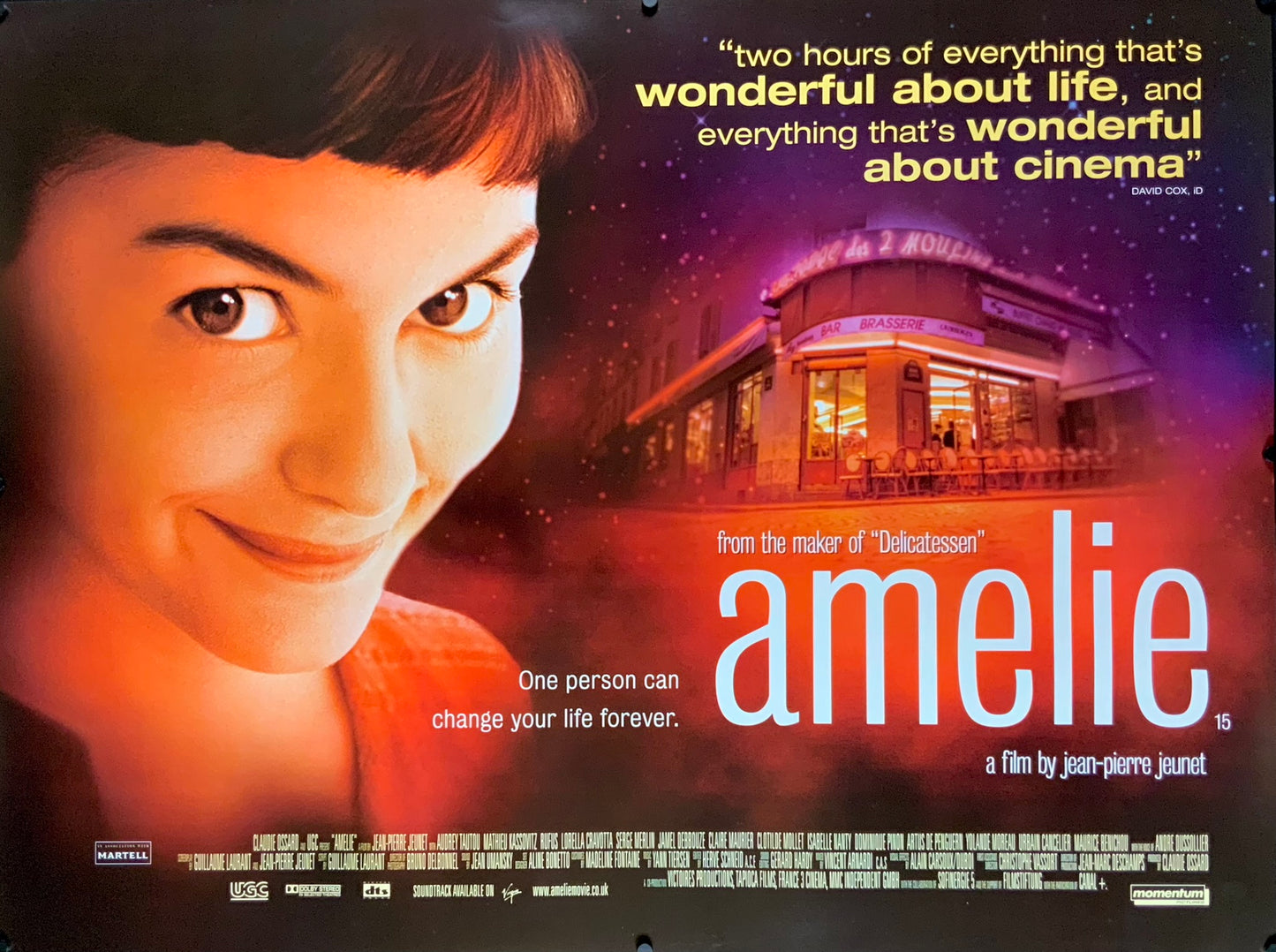 An original UK quad movie poster for the film Amelie