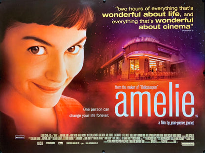 An original UK quad movie poster for the film Amelie