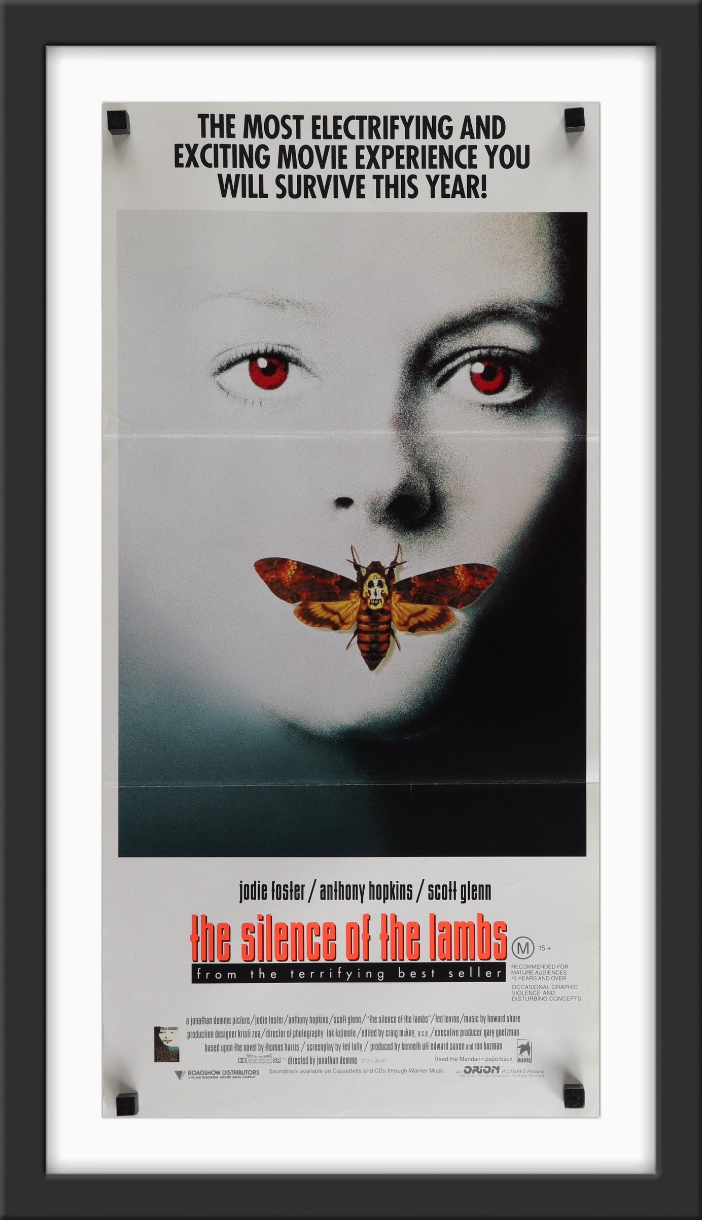 An original Australian Daybill movie poster for the film Silence of the Lambs