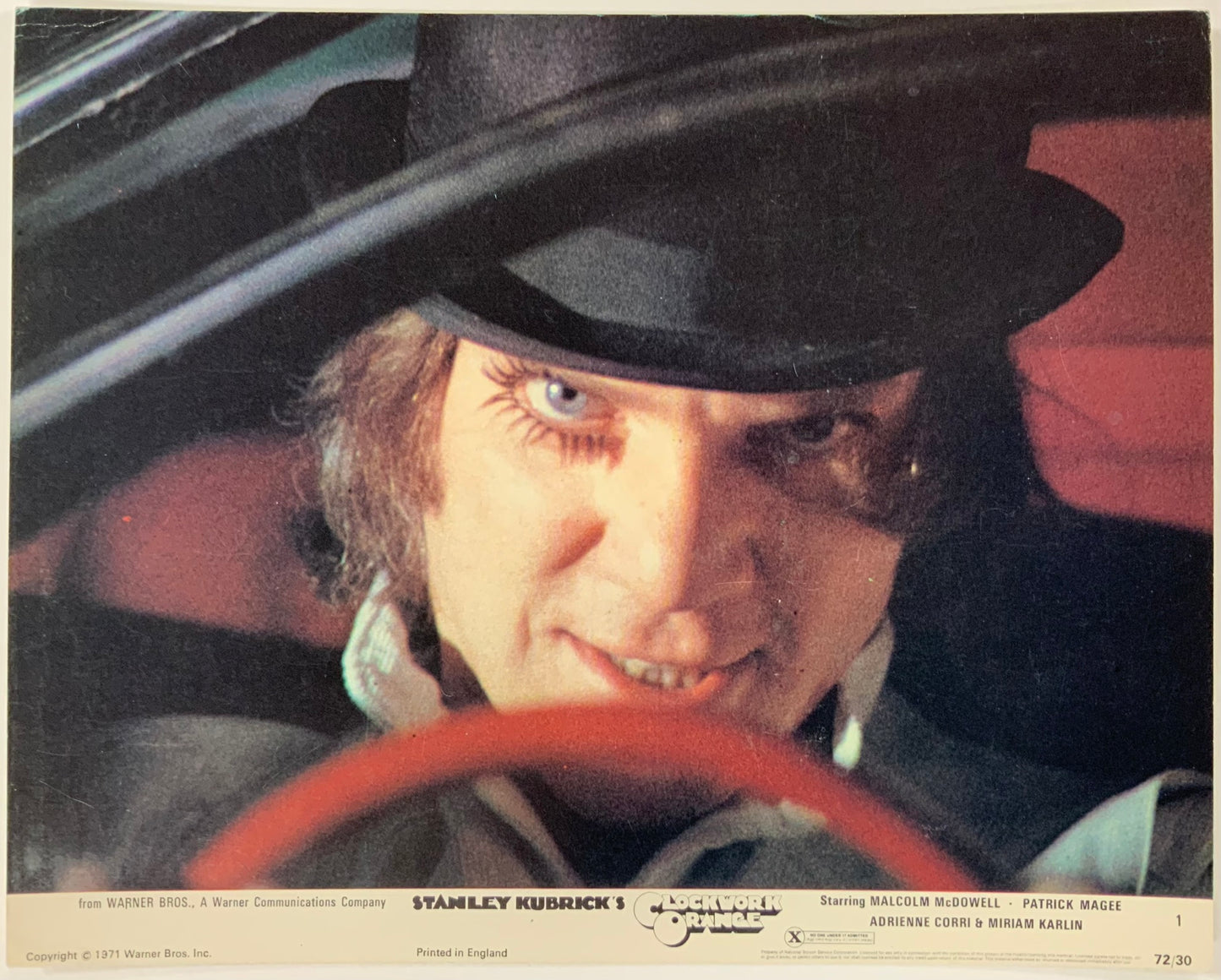 An original 8x10 lobby card for the Stanley Kubrick film A Clockwork Orange