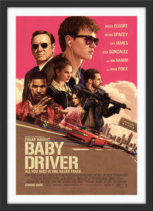 An original movie poster for the film Baby Driver with art by Rory Kurtz