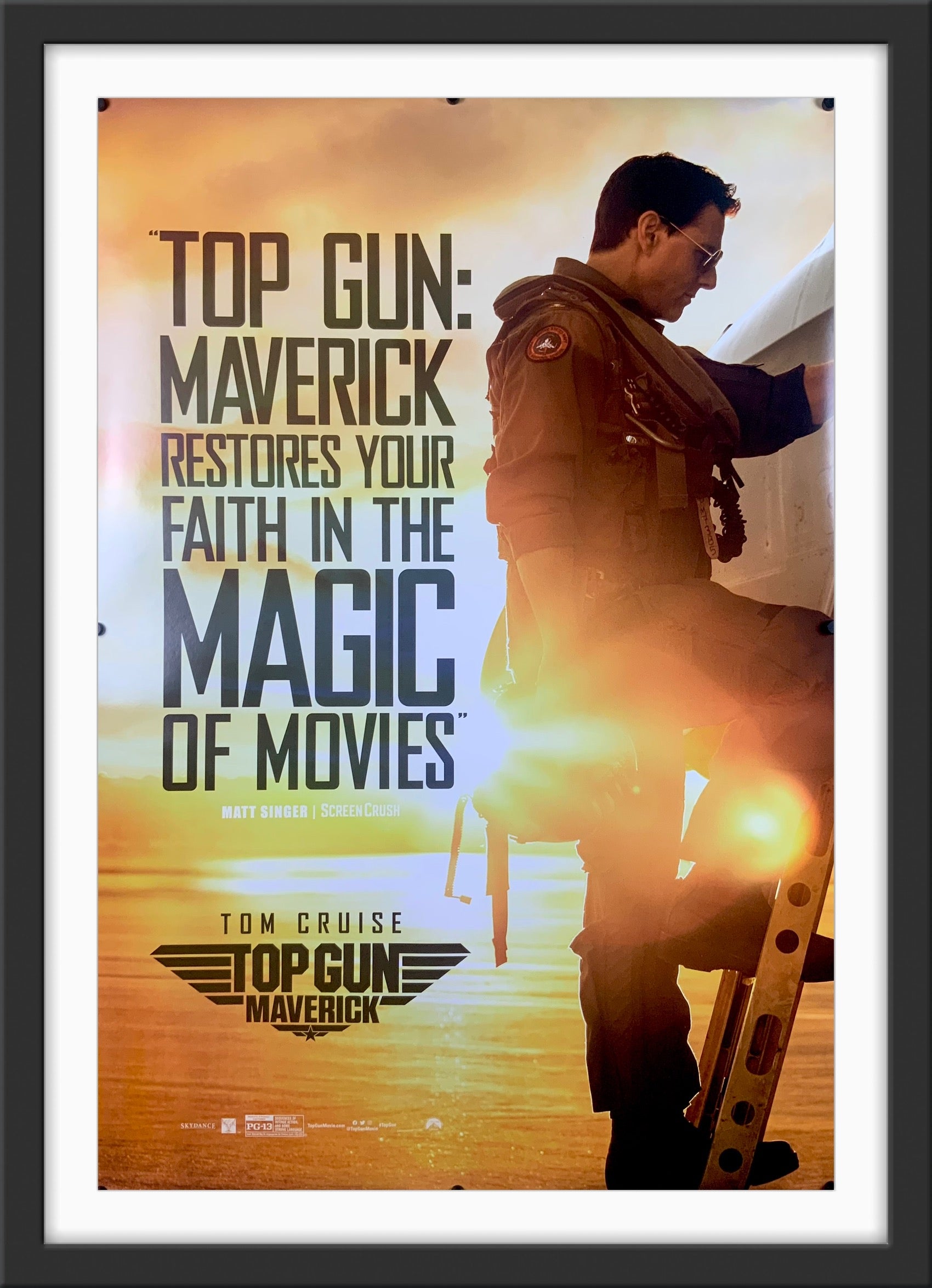 An original movie poster for the Tom Cruise film Top Gun Maverick