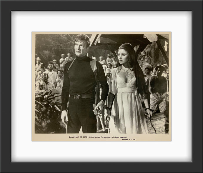 An original and framed 8x10 movie still for the James Bond film Live and Let Die