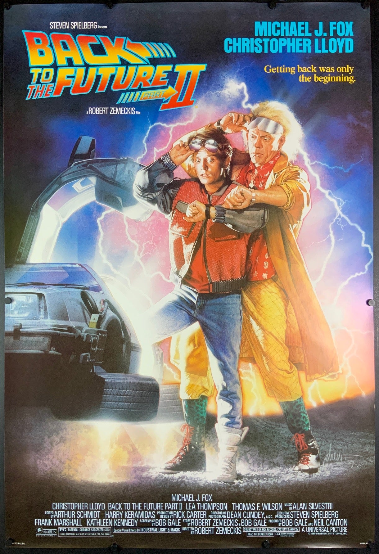 An original movie poster for the film Back To The Future II