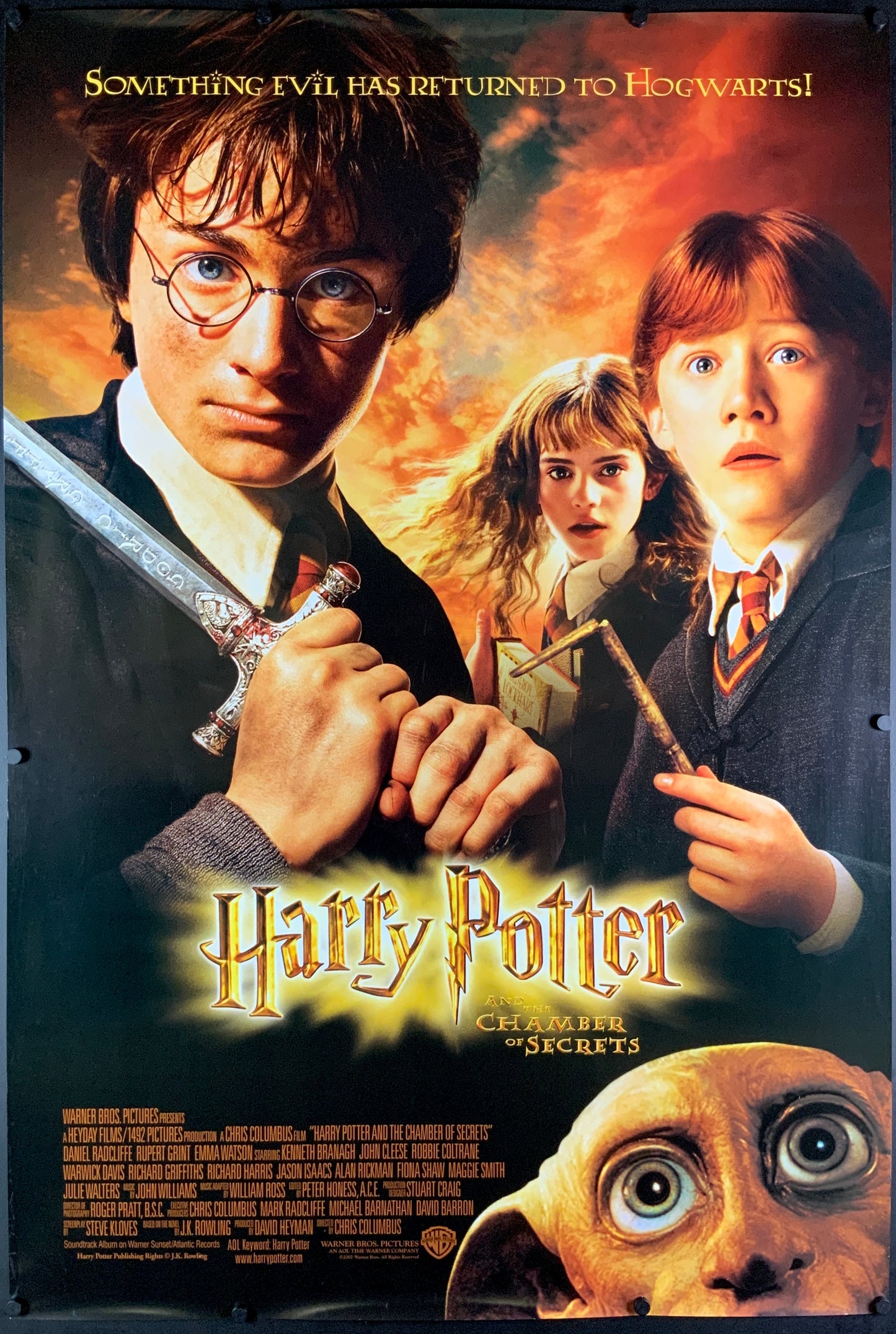 An original movie poster for the film Harry Potter and Chanber of Secrets