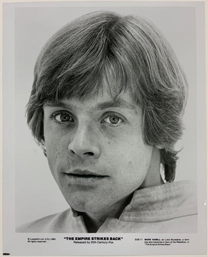 An original 8x10 promotional still of Mark Hamill  as Luke Skywalker for the Star Wars film The Empire Strikes Back