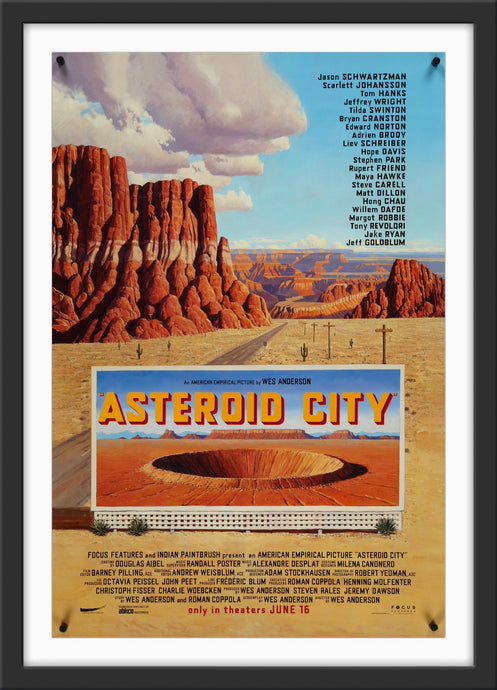 An original movie poster for the Wes Anderson film Asteroid City