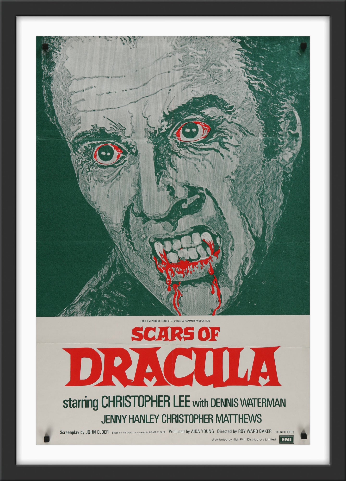 An original movie poster for the Hammer horror film Scars of Dracula