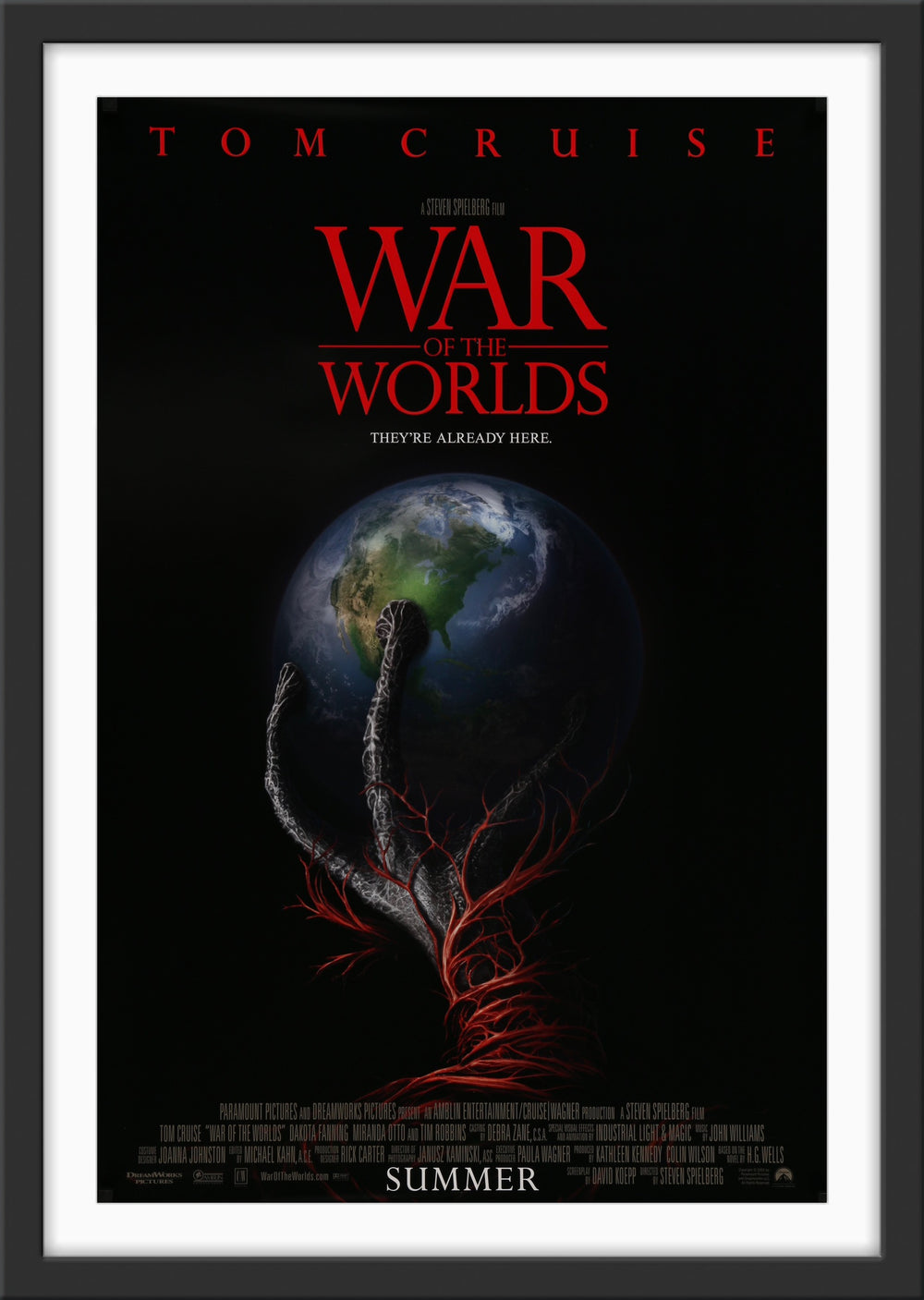 An original movie poster for the Steven Spielberg film War of the Worlds