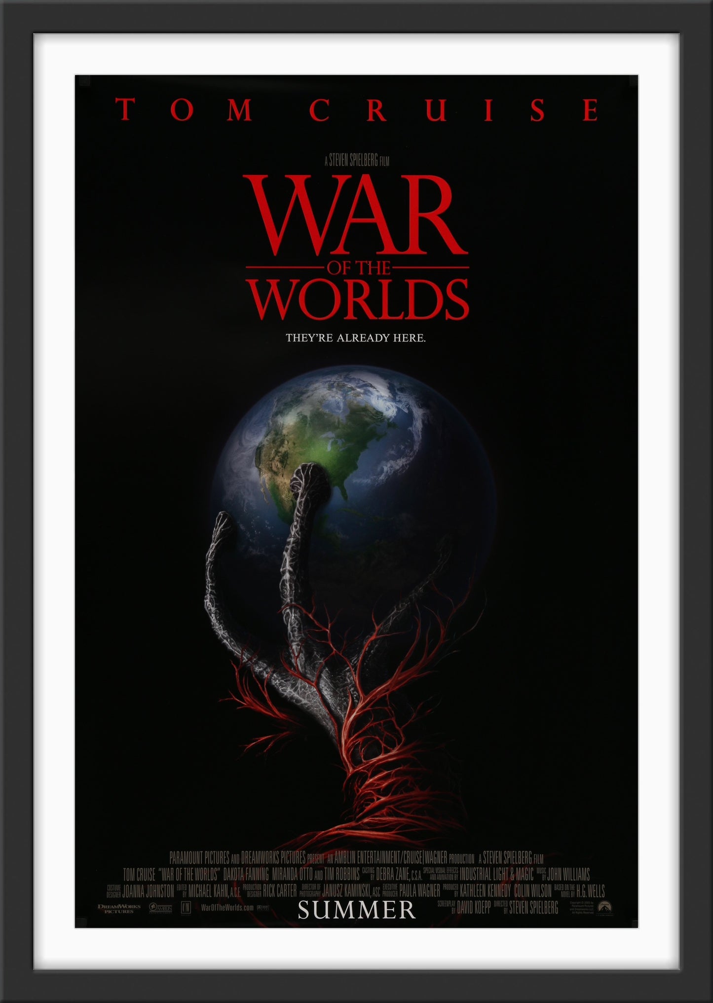 An original movie poster for the Steven Spielberg film War of the Worlds