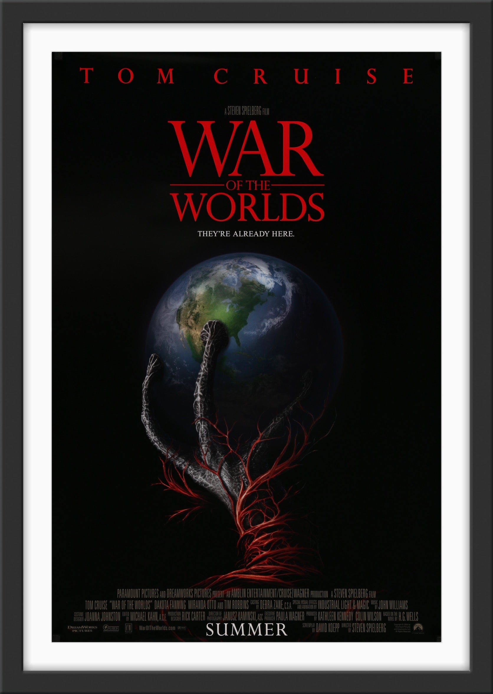 An original movie poster for the Steven Spielberg film War of the Worlds