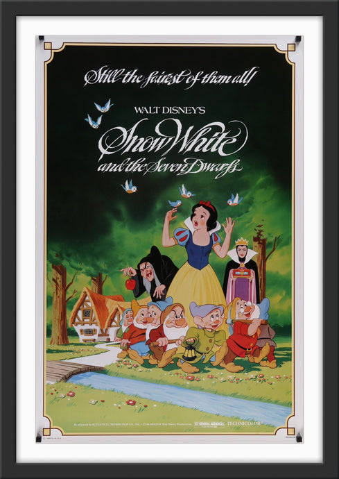 An original movie poster for the Disney film Snow White and the Seven Dwarfs