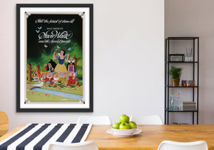 An original movie poster for the Disney film Snow White and the Seven Dwarfs