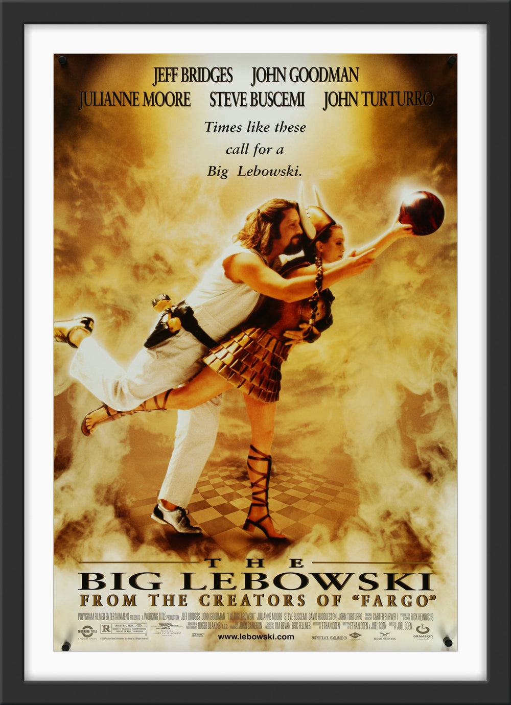 An original movie poster for the Coen Brothers film The Big Lebowski