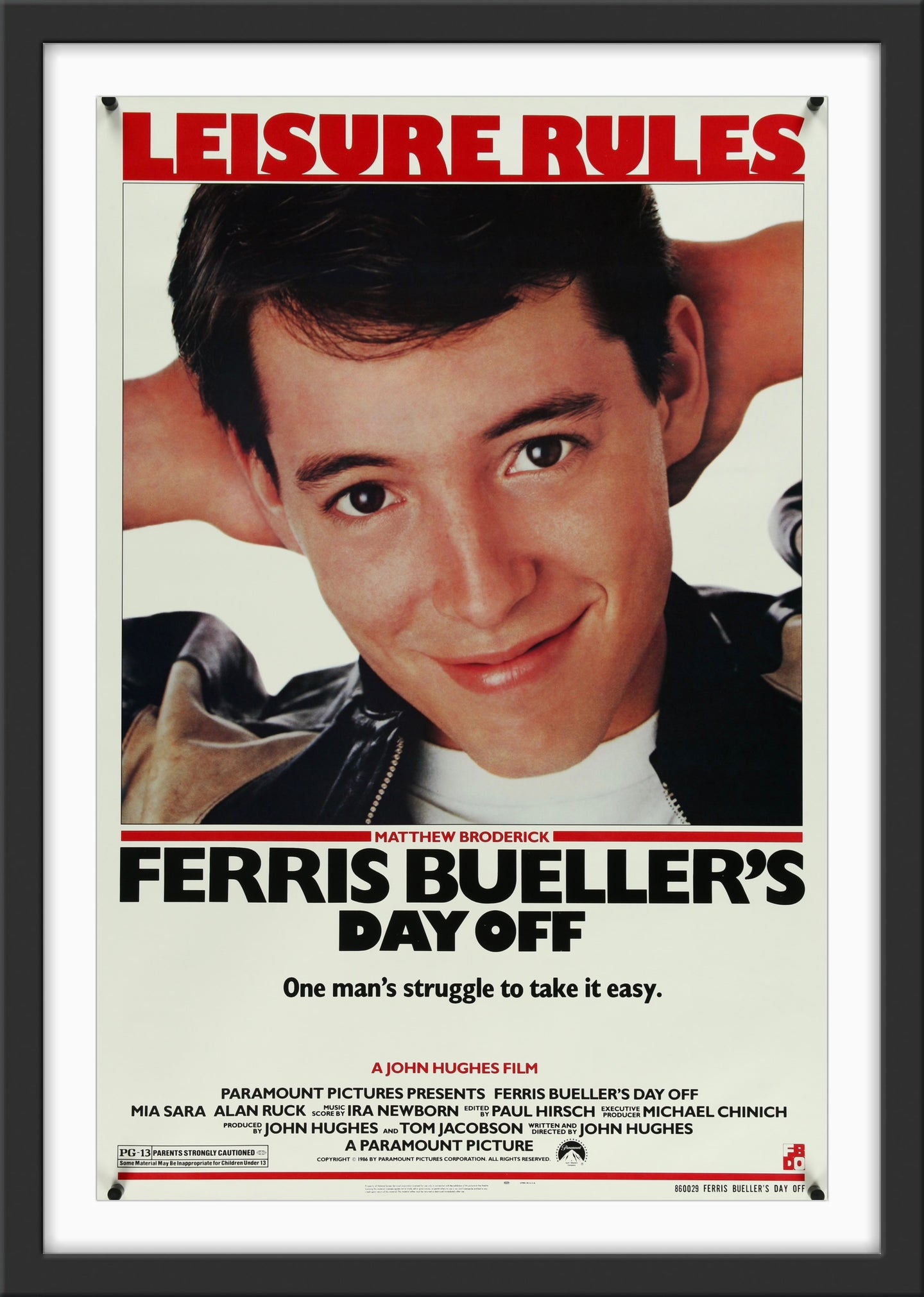 An original movie poster for the film Ferris Bueller's Day Off