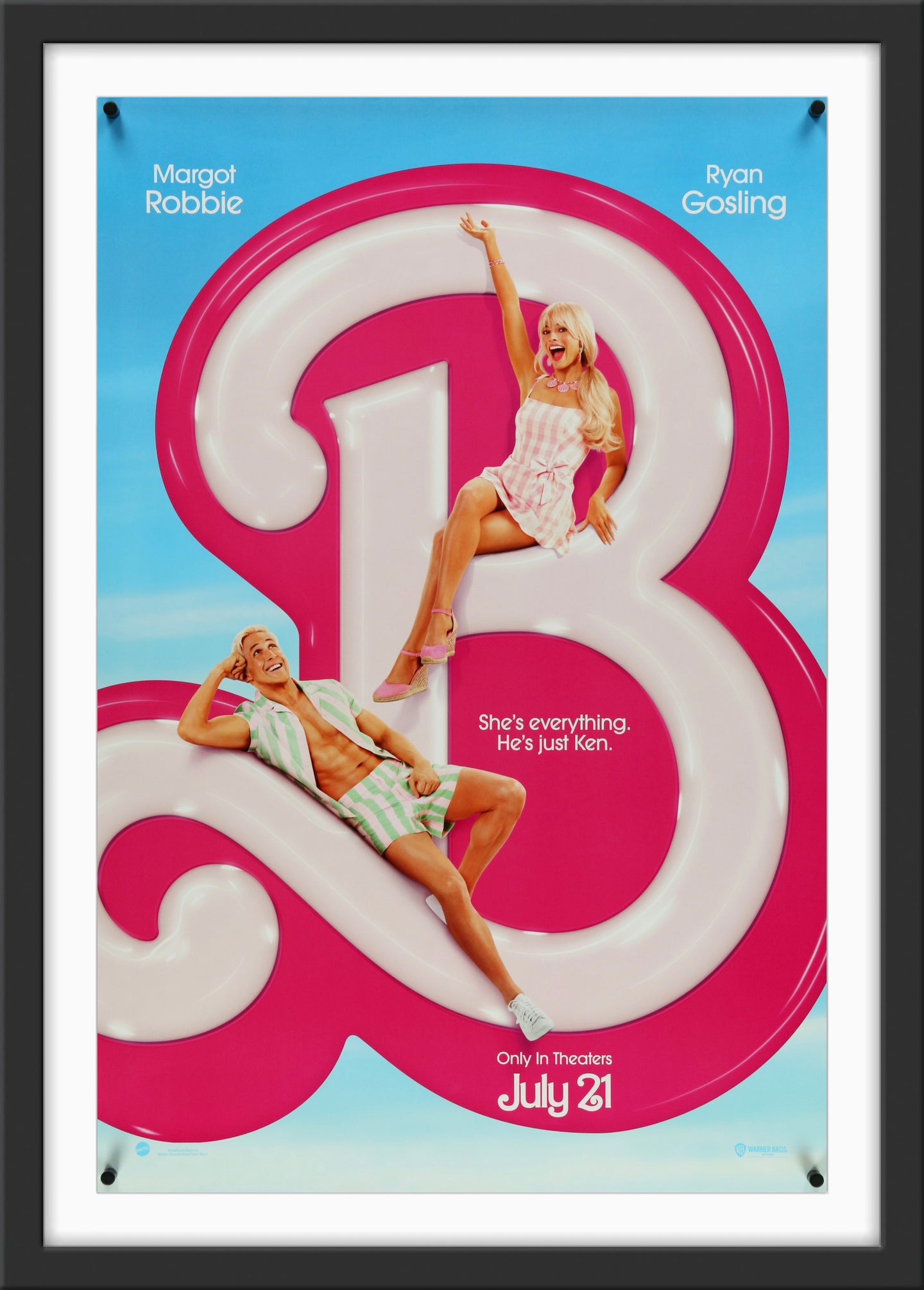 An original movie poster for the Margot Robbie film Barbie