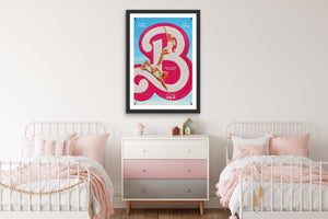 An original movie poster for the Margot Robbie film Barbie